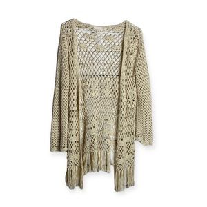 Honeylee Open Crochet Fringe Cardigan Size OS